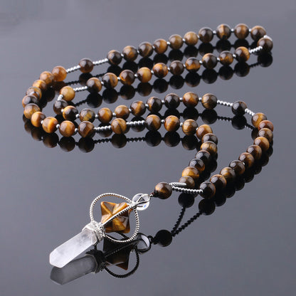 Natural Stone Crystal Column Necklace with Copper Fittings – Unisex - ChicVix