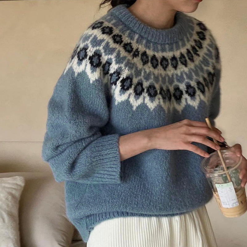 Ethnic Style Knit Pullover Casual Sweater