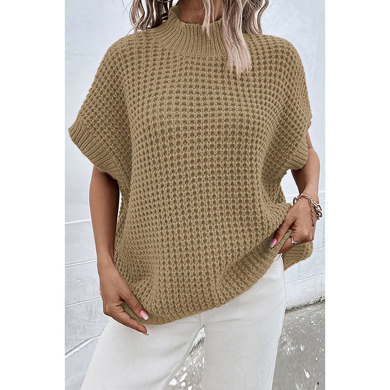 Women's Casual Batwing Sleeve Pullover in Khaki - ChicVix