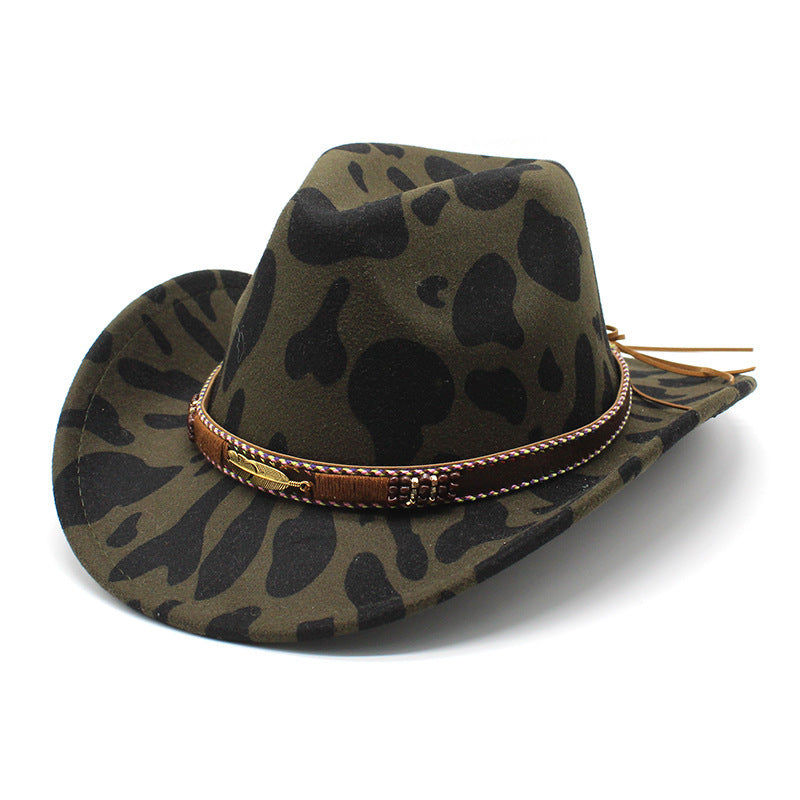 Ethnic Style Wide Brim Denim Top Hat with Cow Pattern - ChicVix