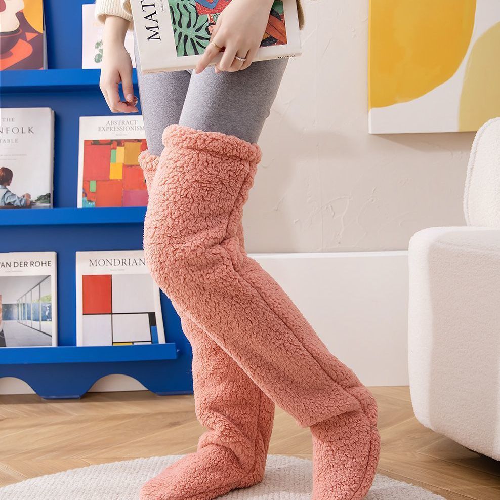 Over Knee High Fuzzy Long Socks – Winter Warm Cold-Proof Stockings for Home & Sleep - ChicVix