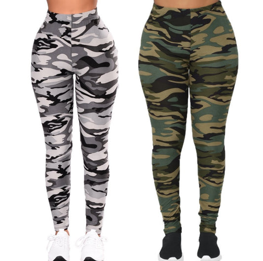 Camouflage Printed Grey Casual Leggings - Breathable & Stylish Pants