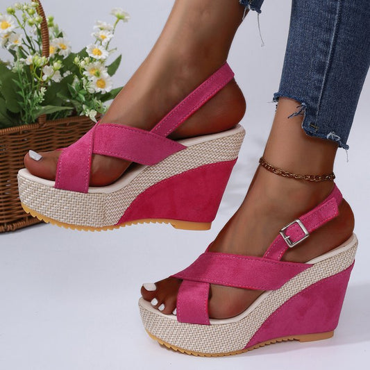 Women's British Style Denim Buckle Sandals