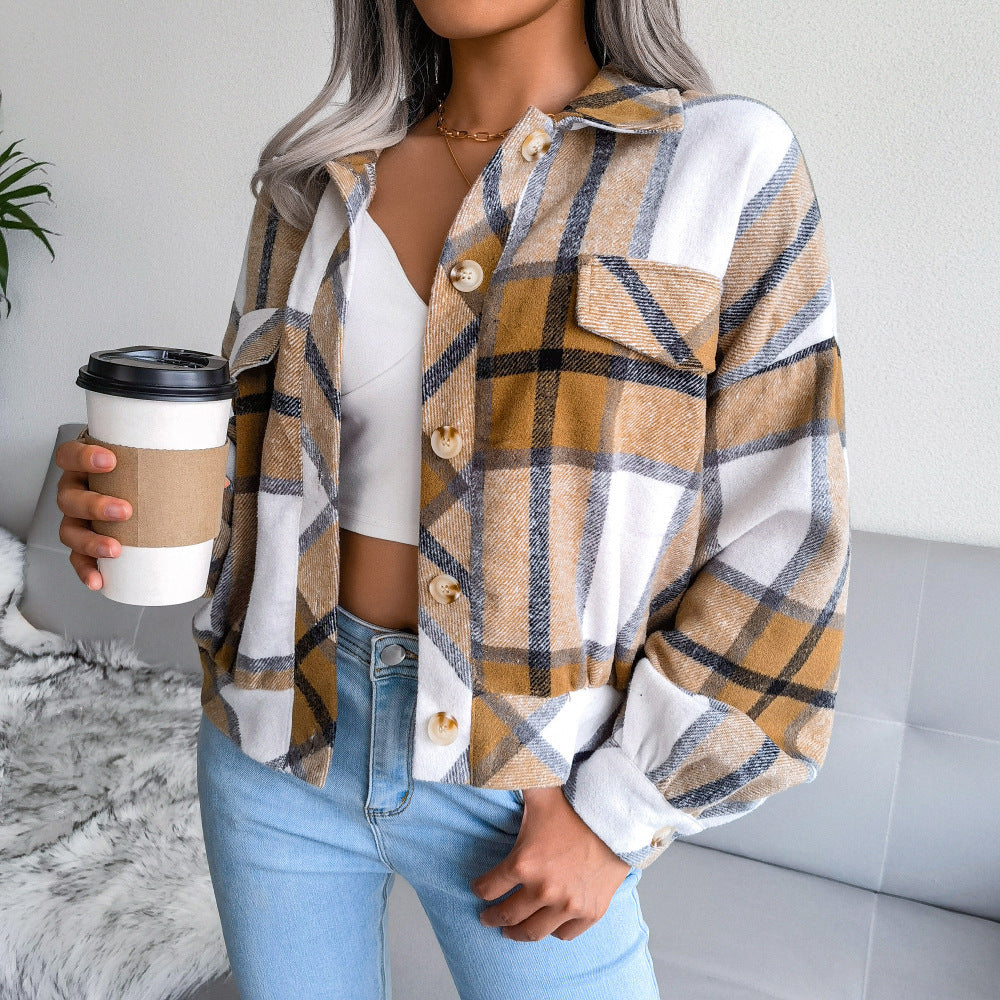 Women's Long Sleeve Plaid Coat Jacket – Simple and Stylish Outerwear