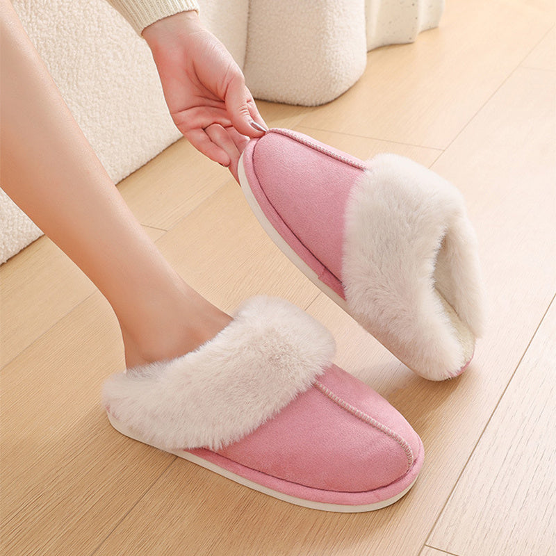 Winter Warm Plush Home Slippers – Soft Lined Non-Slip Fuzzy House Shoes for Women & Couples