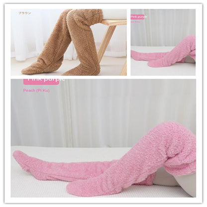 Over Knee High Fuzzy Long Socks – Winter Warm Cold-Proof Stockings for Home & Sleep - ChicVix