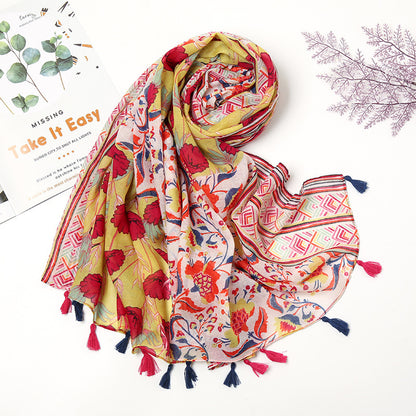 Retro Patchwork Bohemian Printed Cashew Scarf – Artistic, Ethnic Style with Warmth & Sun Protection