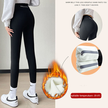 Fleece Thickened Leggings for Women – High Waist Shark Pants for Winter Comfort - ChicVix