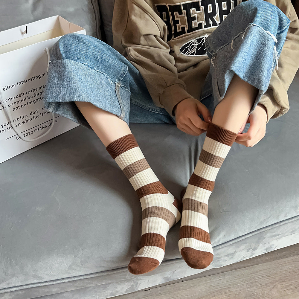 Cozy Stripe & Plaid Wool Socks - ChicVix