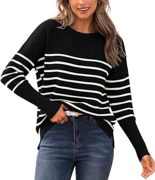 Casual Striped Round Neck Sweater for Autumn and Winter - ChicVix