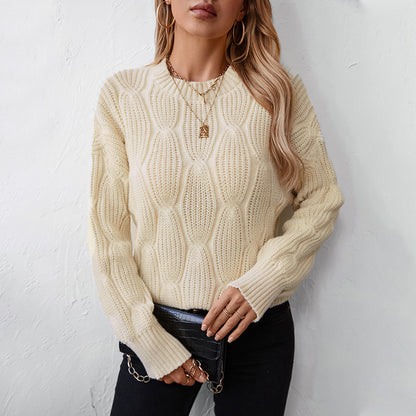 Solid Color Twisted Pullover Women's Knitwear - ChicVix