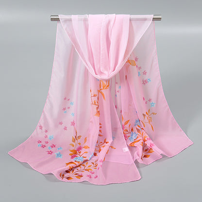 Little Chiffon Small Silk Scarf for Women – Elegant Printed Design, Lightweight & Versatile