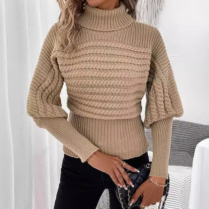 Chic Khaki Pullover Sweater for Commuters