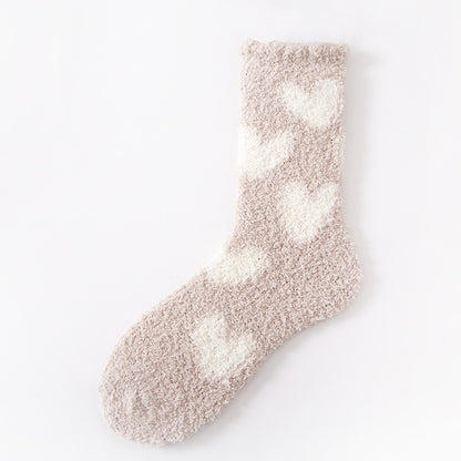 Women’s Cozy Mid-Calf Socks with Love Pattern - ChicVix