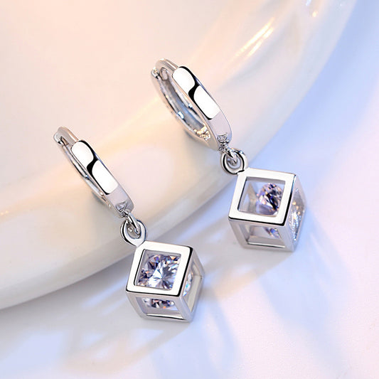 Elegant Geometric Cube Love Earrings for Women