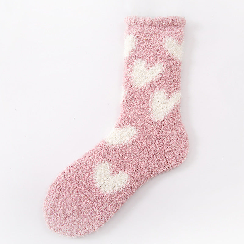 Women’s Cozy Mid-Calf Socks with Love Pattern - ChicVix