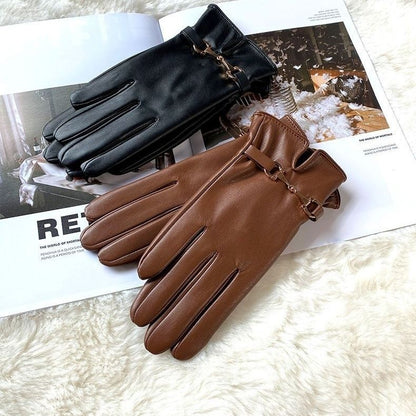 Women's Winter Warm Plus Fleece PU Gloves