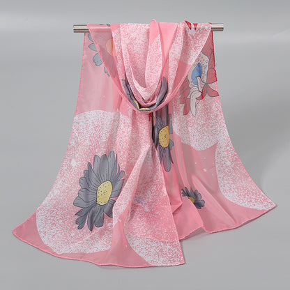 Little Chiffon Small Silk Scarf for Women – Elegant Printed Design, Lightweight & Versatile