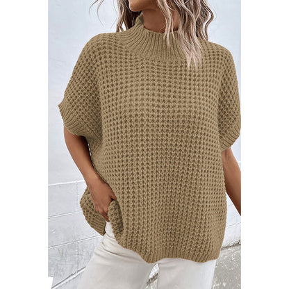 Women's Casual Batwing Sleeve Pullover in Khaki - ChicVix