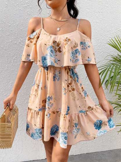 Women's Off-Shoulder Romantic French A-Line Dress with Elastic Waist