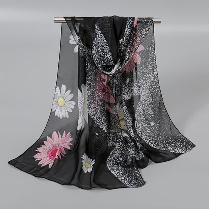 Little Chiffon Small Silk Scarf for Women – Elegant Printed Design, Lightweight & Versatile