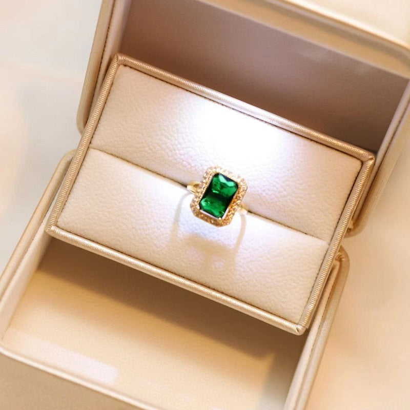 Elegant Emerald Pendant Necklace, Earring, and Ring Set - Hong Kong Style Luxury Jewelry - ChicVix