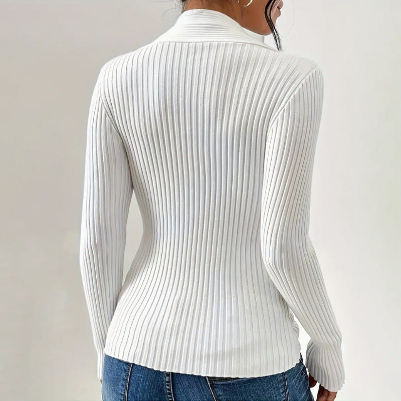 Slim Fit Pullover Sweater in Core-Spun Yarn - ChicVix