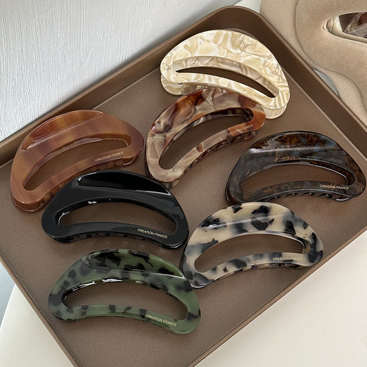 Chic Acetic Acid Hollow Crescent Shark Barrettes for Elegant Updos