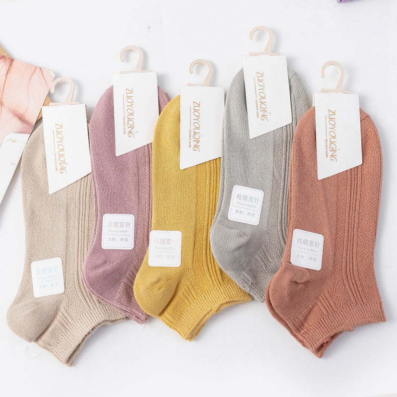 Women's Solid Color Cotton Ankle Socks – Breathable and Comfortable Short Socks - ChicVix