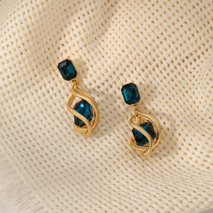 Retro Creative Emerald Stud Earrings for Women - KC Gold Finish - ChicVix