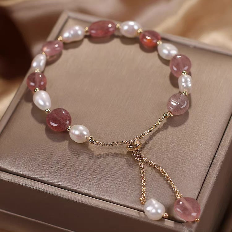 Women's Crystal Pearl Slider Bracelet – Elegant Korean Style - ChicVix