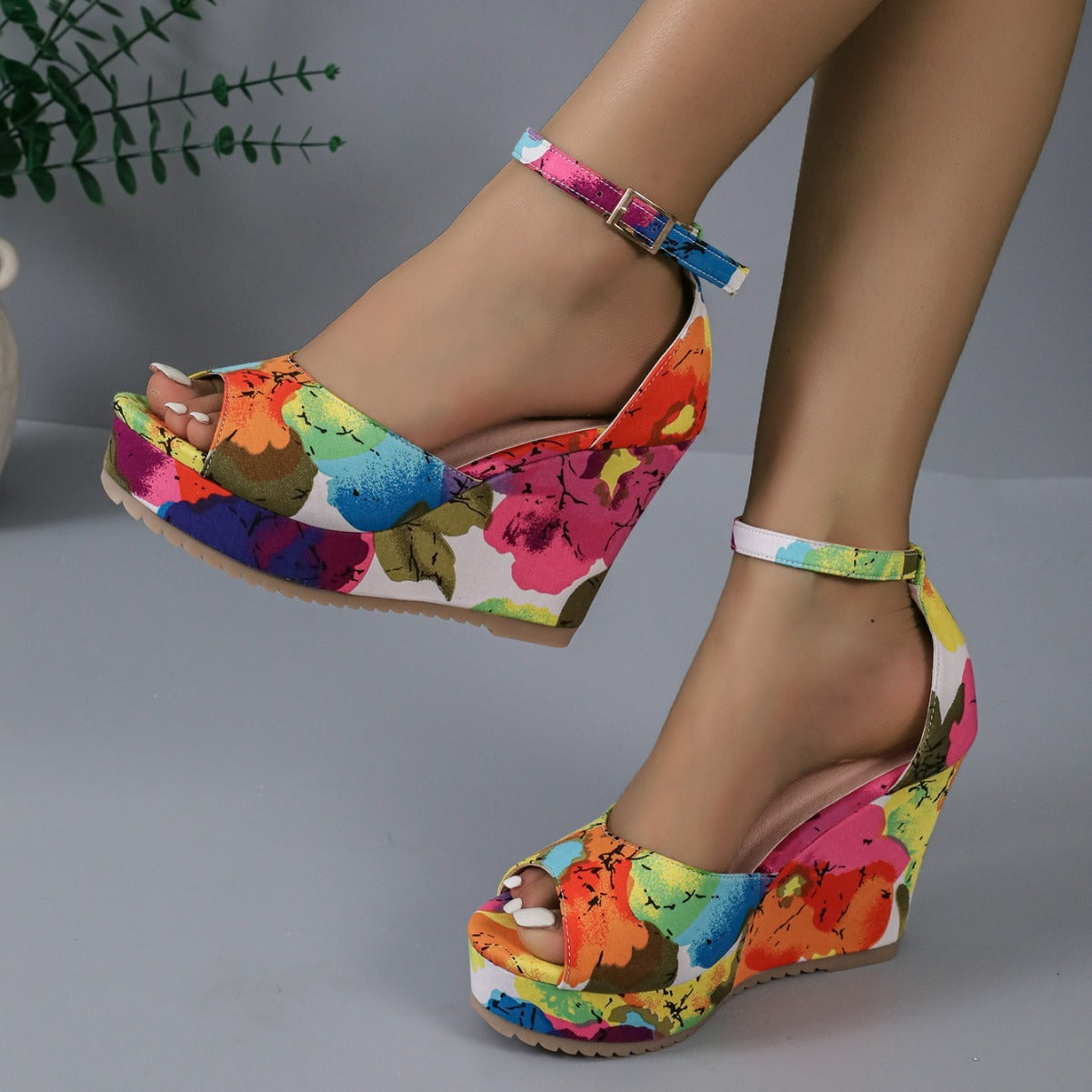 Women's Wedge Platform Peep-toe Sandals – Casual Waterproof All-match Multicolor Design