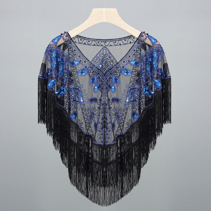 Women's Geometric Pattern Short Tassel Shawl - ChicVix