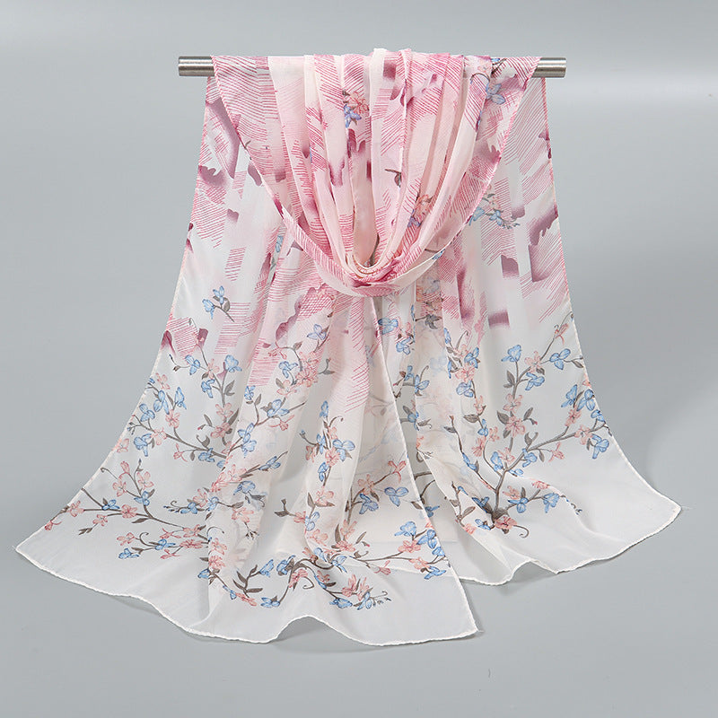 Little Chiffon Small Silk Scarf for Women – Elegant Printed Design, Lightweight & Versatile