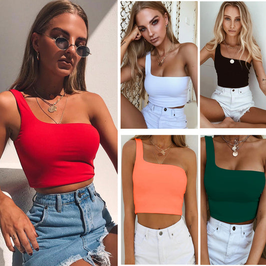 Summer Sexy One-Shoulder Vest Crop Top for Women