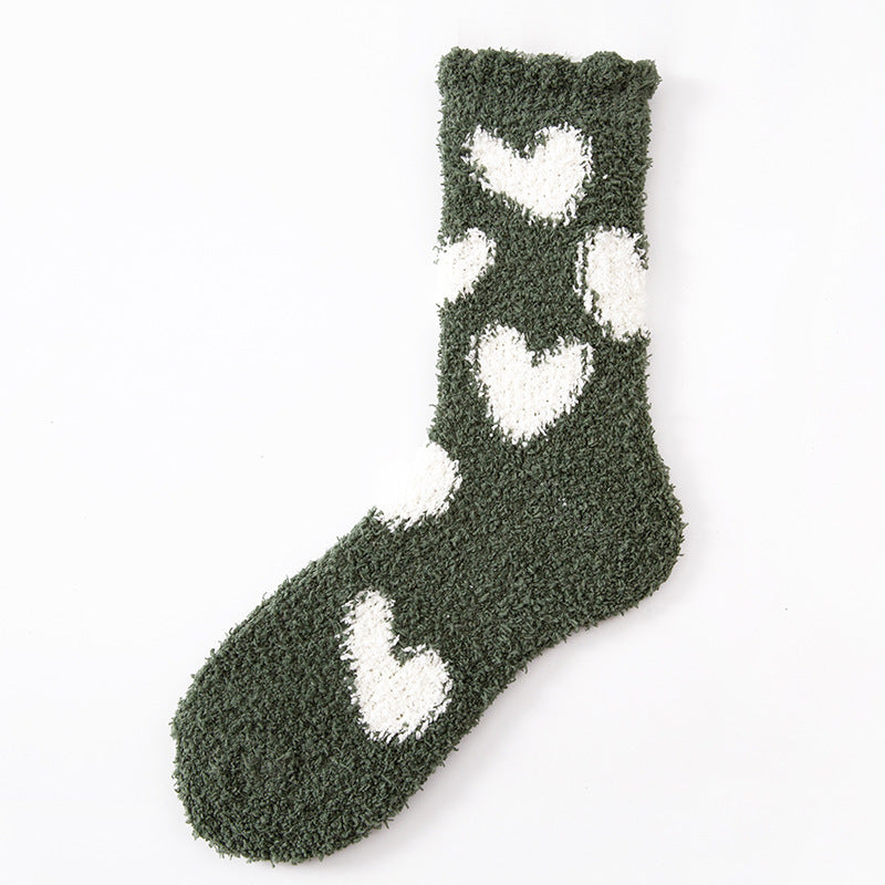 Women’s Cozy Mid-Calf Socks with Love Pattern - ChicVix