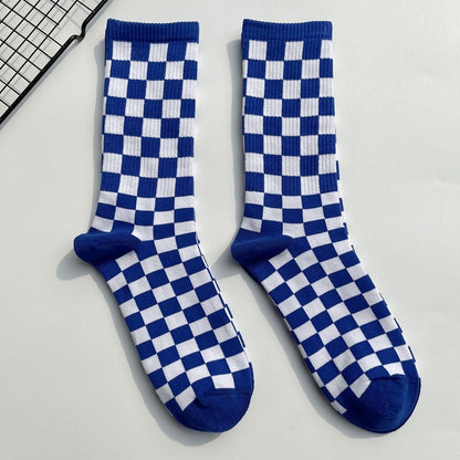 Trendy Chessboard Plaid Mid-Calf Socks - Street Style European & American Design - ChicVix