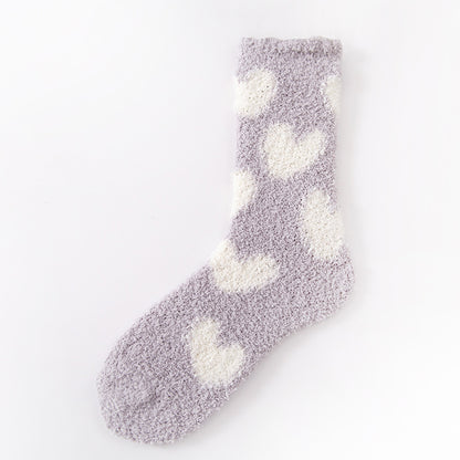 Women’s Cozy Mid-Calf Socks with Love Pattern - ChicVix